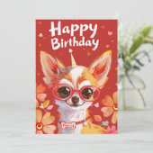 Chihuahua Happy Birthday Feestdagenkaart (Staand voorkant)