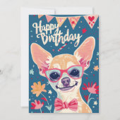 Chihuahua Happy Birthday Feestdagenkaart (Voorkant)