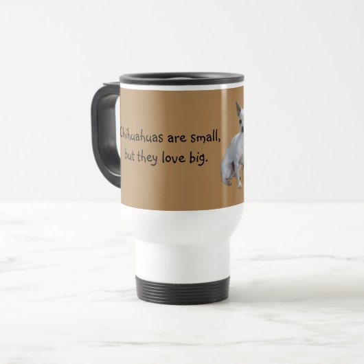 Chihuahua Happy Travel Mug Reisbeker (Voorkant links)