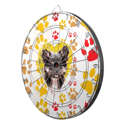 Chihuahua hart poot afdrukken dartbord (Voorkant Rechts)