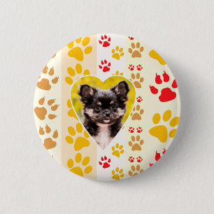 Chihuahua hart poot afdrukken ronde button 5,7 cm