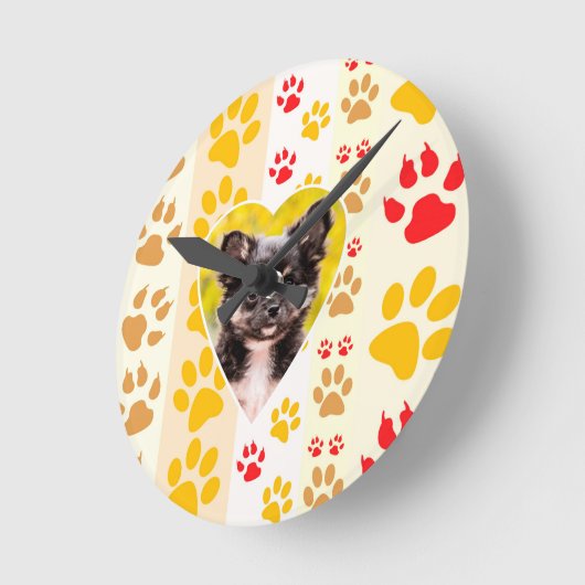 Chihuahua hart poot afdrukken ronde klok (Hoek)
