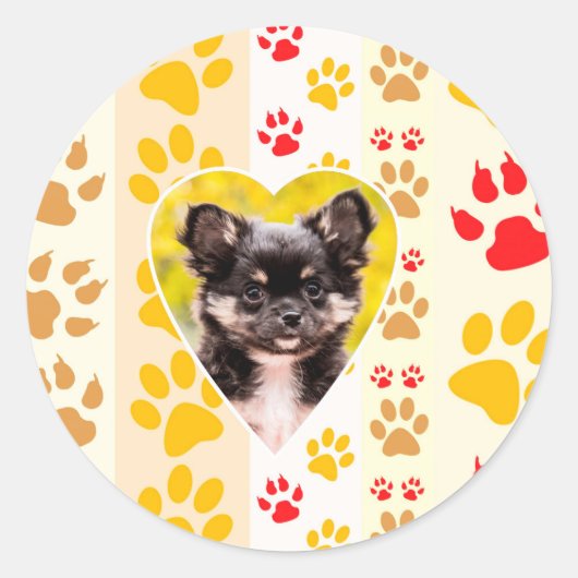 Chihuahua hart poot afdrukken ronde sticker (Voorkant)
