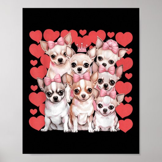 Chihuahua Hart Valentijnsdag Paar Poster (Voorkant)