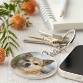 Chihuahua Headshot Sleutelhanger (Voorkant Rechts)