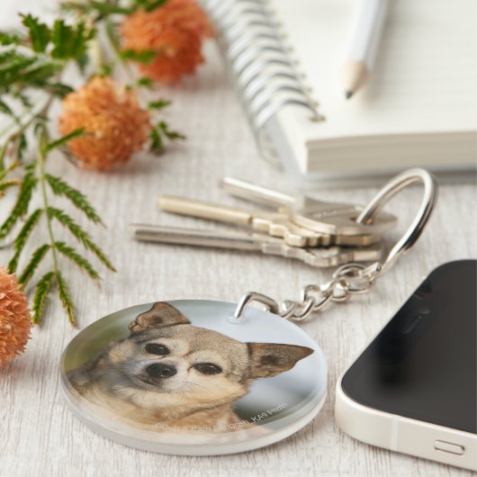 Chihuahua Headshot Sleutelhanger (Voorkant Rechts)