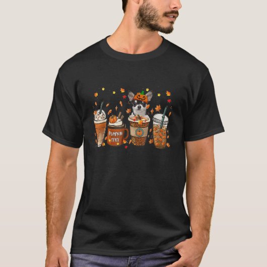 Chihuahua Herfst Koffie Pompoen Spice Latte Iced A T-shirt (Voorkant)