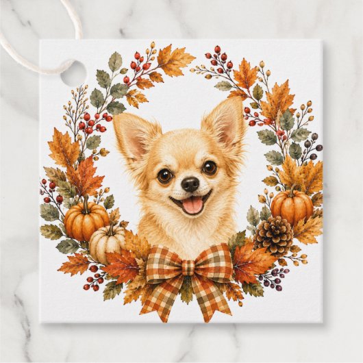 Chihuahua herfstkrans bedankjes labels (Voorkant)