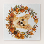 Chihuahua herfstkrans legpuzzel (Horizontaal)