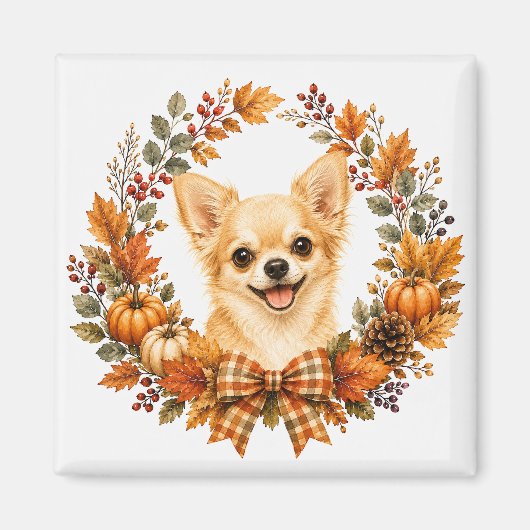 Chihuahua herfstkrans magneet (Voorkant)