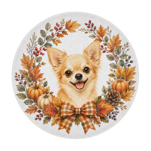 Chihuahua herfstkrans snijplank (Voorkant)