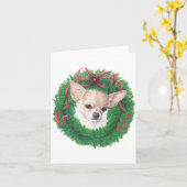Chihuahua Holiday Dog Art Note Kaart (Gele Bloem)