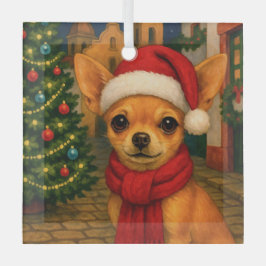 Chihuahua Holiday  Glas Ornament