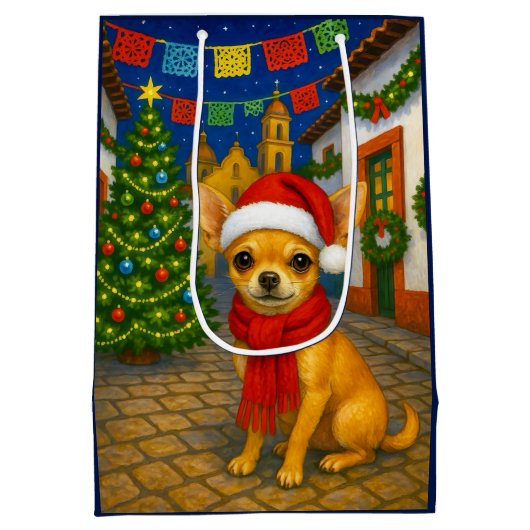 Chihuahua Holiday  Medium Cadeauzakje (Achterkant)