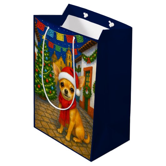 Chihuahua Holiday Medium Cadeauzakje (Achterkant Gekanteld)