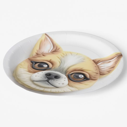 Chihuahua hond 3D geïnspireerd Papieren Bordje (Gekanteld)