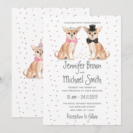 Chihuahua-hond bruid bruidegom huwelijk kaart (Voorkant / Achterkant)