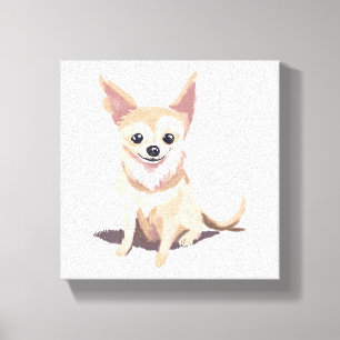 Chihuahua-hond   Cute hond huisdier puppy aquarel Canvas Afdruk