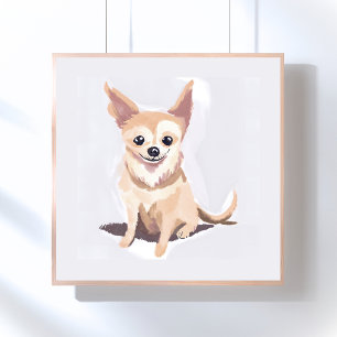 Chihuahua-hond Cute hond huisdier puppy aquarel Poster
