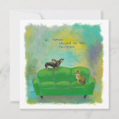 Chihuahua hond en kat op sofa's leuke originele ku kaart (Voorkant)