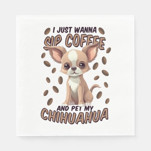 Chihuahua hond en koffiebonen servet (Voorkant)