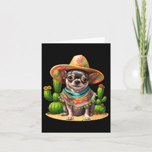 Chihuahua hond en Sombrero Pet Mexicaanse Fiesta C Kaart
