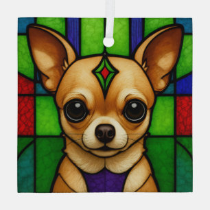 Chihuahua-hond "Gebrandschilderd glas" Glas Ornament