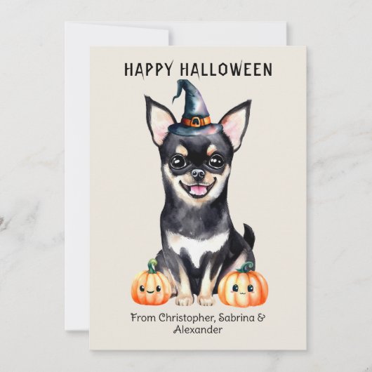 Chihuahua Hond Gelukkig Halloween Feestdagenkaart (Voorkant)