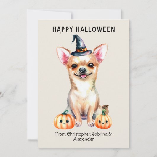Chihuahua Hond Gelukkig Halloween Feestdagenkaart (Voorkant)