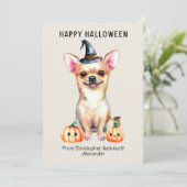 Chihuahua Hond Gelukkig Halloween Feestdagenkaart (Staand voorkant)