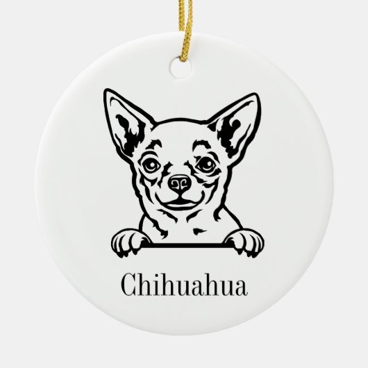 Chihuahua hond Gepersonaliseerd Huisdier Ornament, Keramisch Ornament (Voorkant)