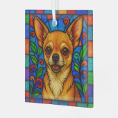 Chihuahua hond "Glas in lood" Glas Ornament (Voorkant links)