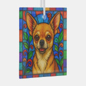 Chihuahua hond "Glas in lood" Glas Ornament (Voorkant Rechts)