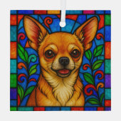 Chihuahua hond "Glas in lood" Glas Ornament (Achterkant)