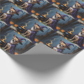 Chihuahua hond grillige Halloween schilderij Cadeaupapier (Hoek)