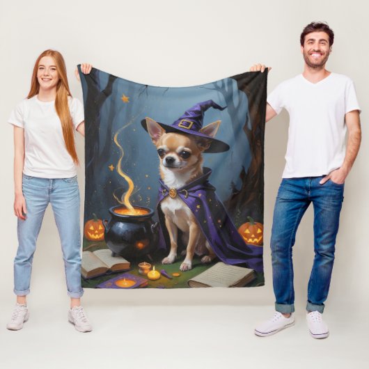 Chihuahua hond grillige Halloween schilderij Fleece Deken (In situ)