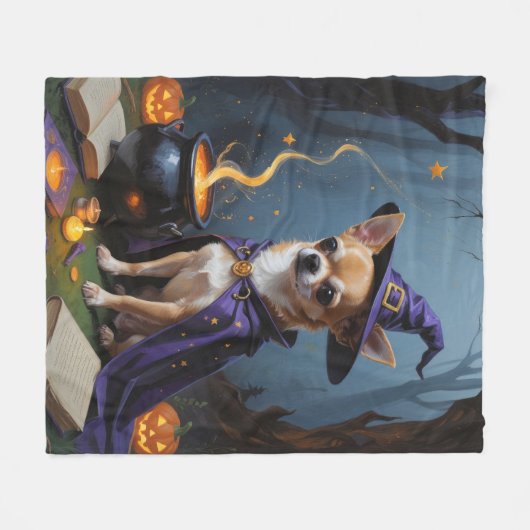 Chihuahua hond grillige Halloween schilderij Fleece Deken (Voorkant (Horizontaal))