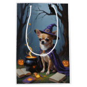 Chihuahua hond grillige Halloween schilderij Medium Cadeauzakje (Voorkant)