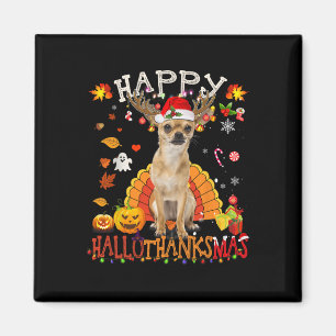 Chihuahua Hond Halloween Kersthond Happy Hallot Magneet