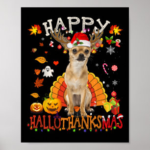 Chihuahua Hond Halloween Kersthond Happy Hallot Poster