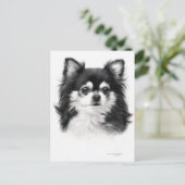 Chihuahua hond hand geschilderd kunstwerk briefkaart (Staand voorkant)