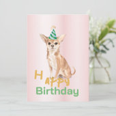 Chihuahua Hond Happy Birthday Party Uitnodiging (Staand voorkant)