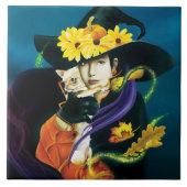 Chihuahua Hond Heks Halloween Tegeltje (Voorkant)