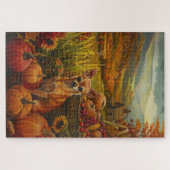 Chihuahua Hond Herfst Oogst Dankdag Legpuzzel (Horizontaal)
