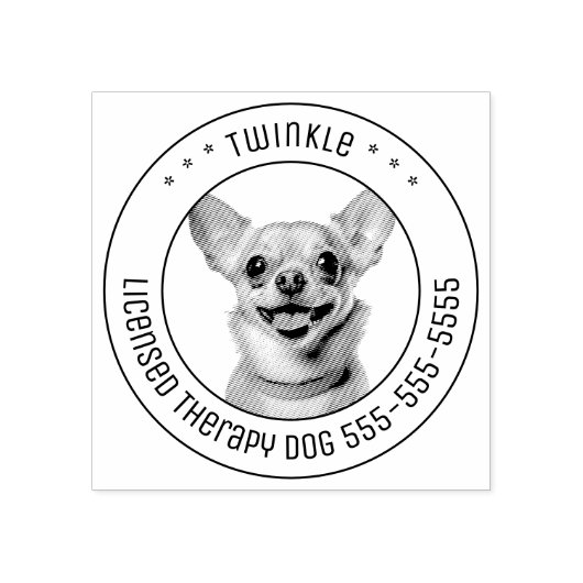 Chihuahua Hond Huisdier Foto Rond Rubberstempel (Afrduk)