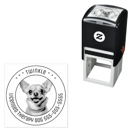 Chihuahua Hond Huisdier Foto Rond Zelfinktende Stempel (In situ)