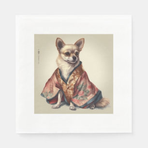 Chihuahua hond in Japanse Kimono Robe illustratie Servet