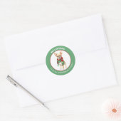 Chihuahua Hond in Rode en Groene Kerstsjaal Ronde Sticker (Envelop)