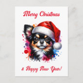 Chihuahua Hond in Santa Hat Kerstmis Briefkaart (Voorkant)