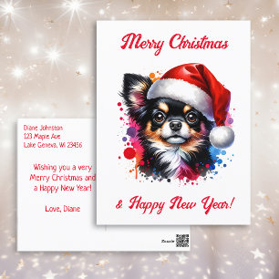 Chihuahua Hond in Santa Hat Kerstmis Briefkaart